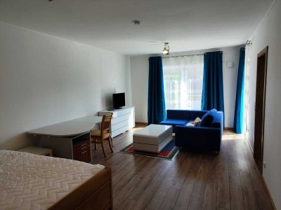 Vollmöbeltierte, gepflegte 1-Zimmer-EG-Wohnung in Lohr