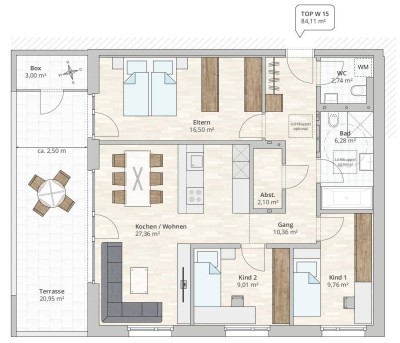 4-Zimmer-Dachgeschosswohnung (TOP 15) in Rankweil-Brederis, Korngasse 5