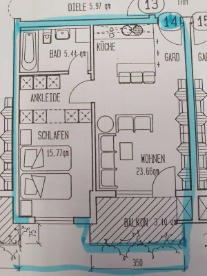 2-Zimmer-Wohnung Heilbronn mit Balkon  und TG-Stellplatz