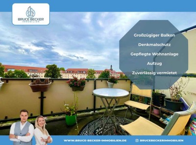 Im gepflegten Denkmal! - Vermietete 2-Zimmer-Wohnung mit großzügigem Balkon in Dresden-Seidnitz