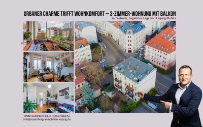 Wohnen mit Charakter: Lichtdurchflutete 3-Zimmer-Wohnung mit Balkon in zentrumsnahem Gohlis