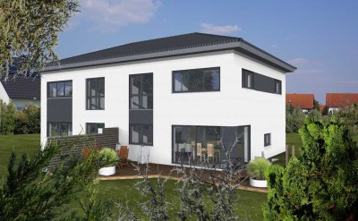 Null-Energie-Kosten-Doppelhaushälfte auf schönem Grundstück