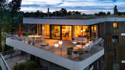 Einzigartiges Ambiente - Das höchste Penthaus im Spinnereipark mit Alpenblick und zwei Dachterrassen