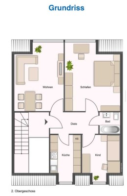 Frisch renovierte 3-Zimmer-Dachgeschosswohnung in ruhiger, zentraler Lage von Wuppertal-Ronsdorf