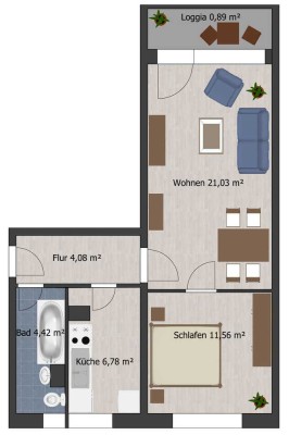 2-Raum Wohnung in ruhiger Lage