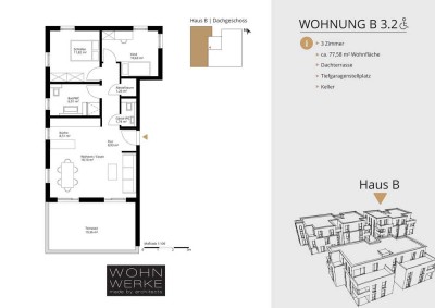 Whg B 3.2. - 3 Zimmer - Dachgeschoss mit Süd-Ost-Dachterrasse