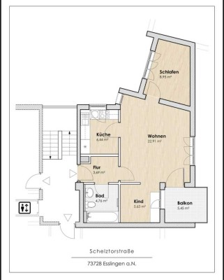 Lichtdurchflutete City-Wohnung mit zweieinhalb Zimmern sowie Balkon und EBK in Esslingen