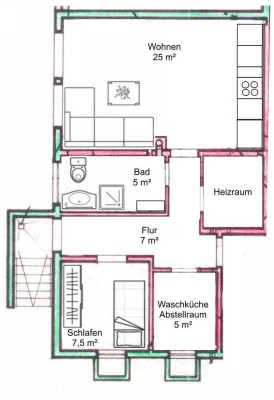 frisch renovierte 2-Zimmer-Souterrain-Wohnung in Jettingen