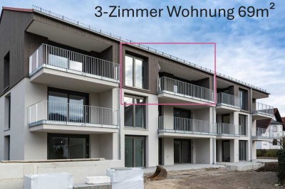 3-Zimmer Wohnung mit Balkon und Stellplatz in Neubau, im Zentrum von Lauchheim, Erstbezug!