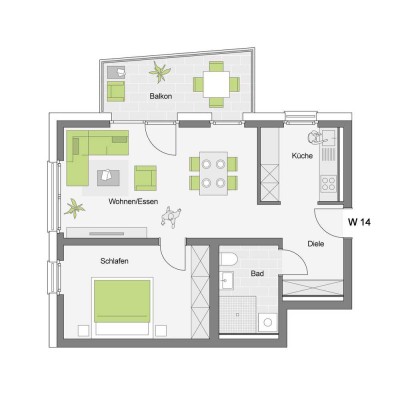 Betreutes Wohnen | 2-Zimmerwohnung im 1. Obergeschoss