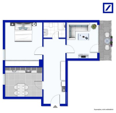 56m² am Klüt, Wohnung mit 2 Zimmern, Fahrstuhl und Balkon