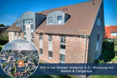 300 m zur Ostsee: moderne 3-Zi.-Wohnung mit Balkon & Tiefgarage