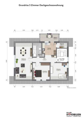 Sonnige 3-Zimmer-Dachgeschosswohnung mit Balkon & Renditepotenzial
