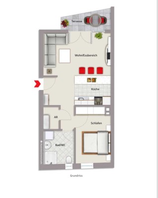 Frisch renoviert: schöne 2-Zimmer-Wohnung mit EBK und Terrasse im Herzen von Zirndorf