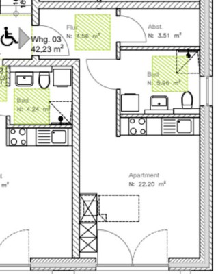 Erstbezug mit Einbauküche: Exklusive 1-Raum-EG-Wohnung in Süderbrarup