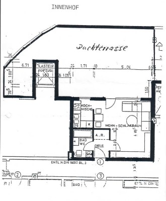 Helle 1-Raum-Wohnung mit EBK und Dachterrasse in Nürnberg