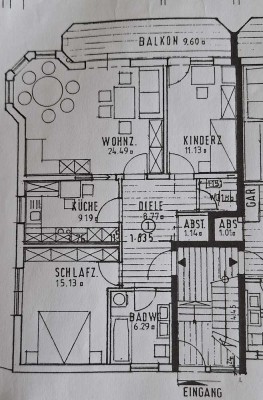 Helle  3-Raum-Hochparterre-Wohnung mit Balkon in Mühlhausen