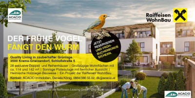 BAUSTART ERFOLGT - modernes Neubauprojekt in Krems-Gneixendorf - Eckreihenhaus inklusive Parkplatz - provisionsfrei!