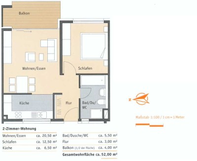 Moderne verkehrsgünstig gelegene 2-Zimmer-Wohnung mit Balkon und EBK in Kornwestheim