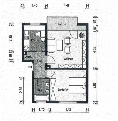 Attraktive und helle 2-Zimmer-Wohnung im Grün