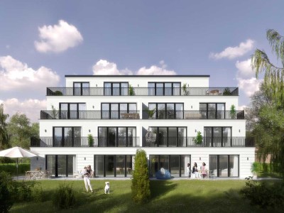 FAMILIENGLÜCK ! 4-Raum-Erdgeschosswohnung mit großer Terrasse und eigenem Gartenanteil in Feucht