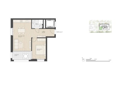 Moderne 2-Zimmer-Dachgeschosswohnung mit südseitiger Loggia