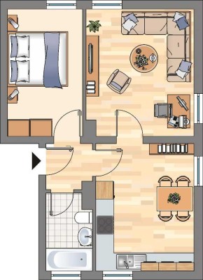 Schöne Zweizimmerwohnung in ruhiger Lage!