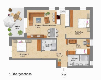 Lichtdurchflutet & großzügig: 4-Zimmer-Neubauwohnung mit Balkon