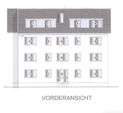 Dachgeschoss mit Genehmigung zum Ausbau in Sechsfamilienhaus