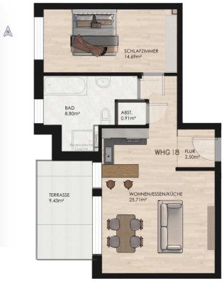 KfW 40 förderfähig WHG 9: Charmante Zwei-Zimmer-Wohnung mit großzügigem Garten