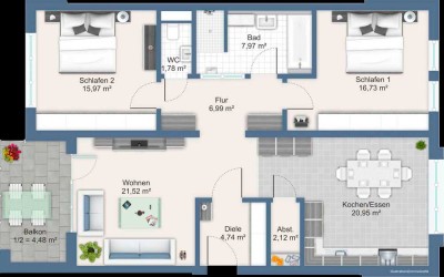Zweitbezug: Barrierefreie3-Zimmer-Wohnung mit Aufzug, Balkon und TG-Stellplätzen