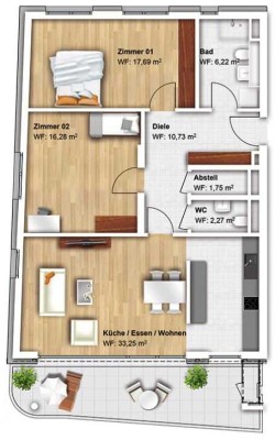 Helle, geräumige Drei-Zimmer-Wohnung mit EBK und Balkon in Offenburg am Kronenplatz