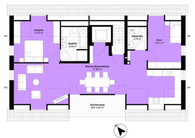 3 Zimmer DG Wohnung mit Dachterrasse - Haus 1 | Nr. 5