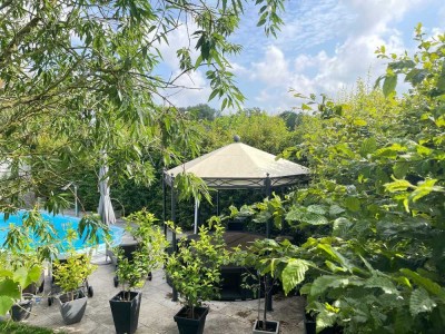Leben, wie andere Urlaub machen – zeitloser Winkel-Bungalow mit Pool und Garten