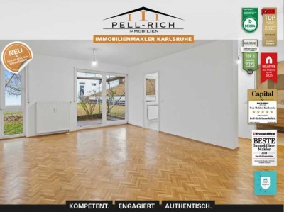 HEIDESEEBLICK: Souterrain-Wohnung mit Terrasse und Garage in Top Lage von Neureut