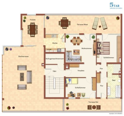 Rarität in Schwabing West- 3-Zimmer- Penthouse-Wohnung mit über 130m² Terrasse