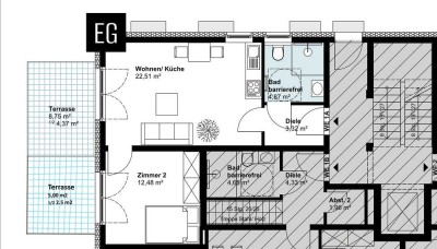 Erstbezug: Moderne 2-Zimmer Wohnung mit Terrasse, in Berlin-Lichterfelde