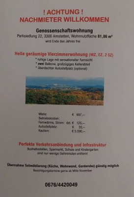 Genossenschaftswohnung zur Weitergabe in Amstetten