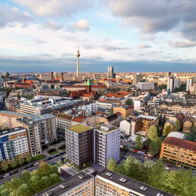 Mitte: Köpenicker Str: VERMIETETE 4-Zi-NEUBAU-Whg -10. OG - 92 m² - 2 BALKONE - SOFORT zu VERKAUFEN