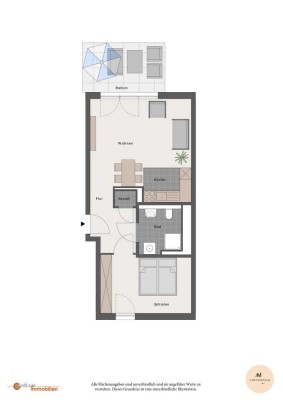 Schön geschnittene 2-Zimmer-Wohnung