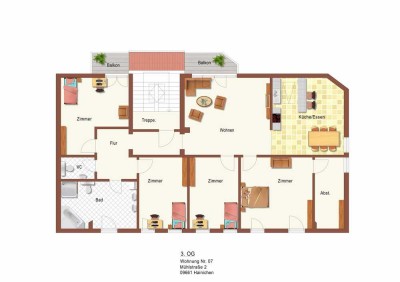 5-Raum-Atelierwohnung im 3.OG mit 2 Balkonen und unverbaubaren Ausblick auf die Camera Obscura!