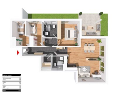 Moderne 4.5 Zimmer Erdgeschosswohnung mit Gartenanteil im Neubaugebiet