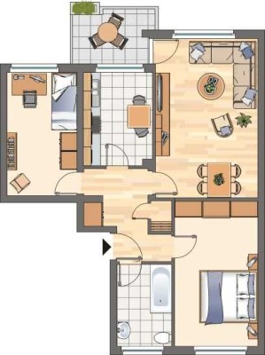 3-Zimmer-Wohnung in Kamen Methler - Neues Bad - Bad mit Fenster - Balkon