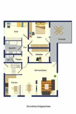 Attraktive, modernisierte Erdgeschosswohnung mit Terrasse – ca. 126,55 m²