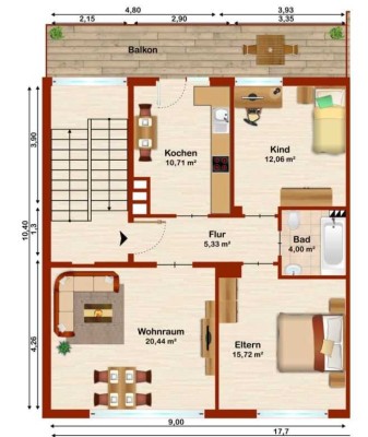 Vollständig renovierte Wohnung mit drei Zimmern und Balkon im Zentrum von Volkach