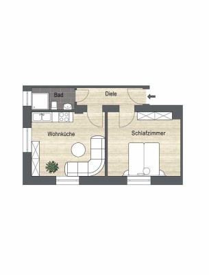 Moderne 2-Zimmer-Wohnung mit gehobener Innenausstattung in Zentraler Lage von Essen