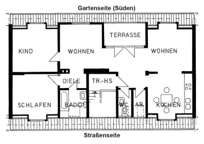 Dachgeschoss-Wohnung mit Sonnenbalkon im Düsseldorfer Süden