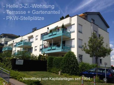 3-Zi.-Wohnung**Terrasse, Garten**PKW-Stellplätze