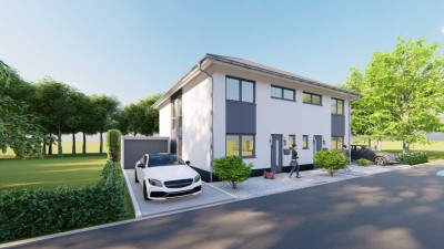 Moers-Schlüsselfertiger Neubau als Stadtvilla (DHH; 120m2) inkl. Grundstück in ruhiger Sackgasse!