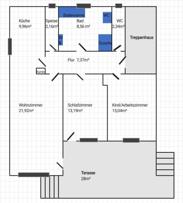 Geschmackvolle sanierte 3-Zimmer-Wohnung mit gehobener Innenausstattung mit Terrasse in Großaitingen